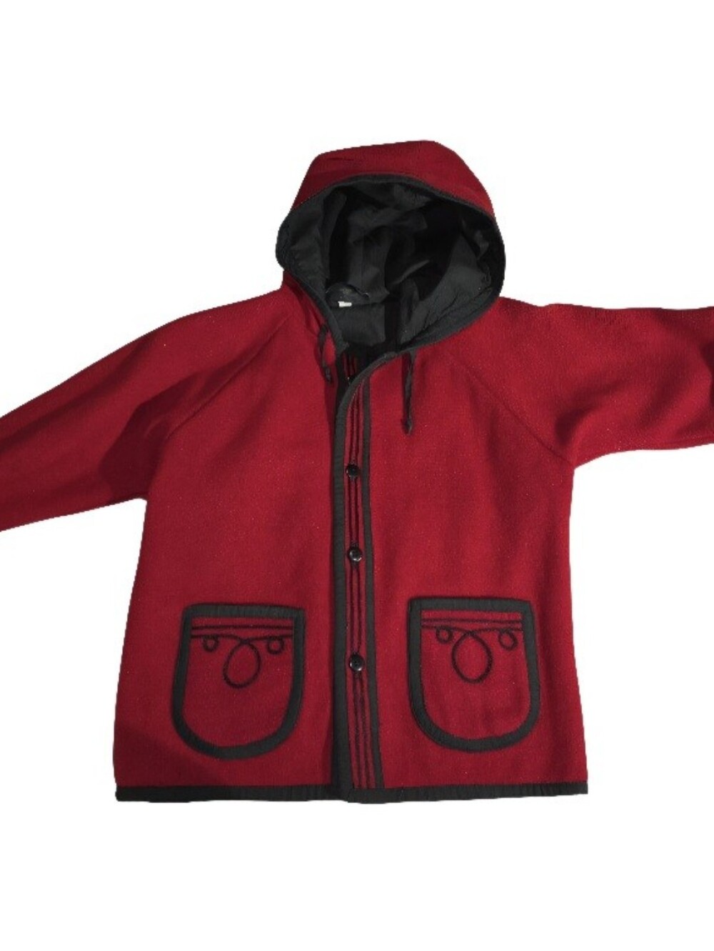 Vintage Boiled  Wool Childs Hooded Coat- Wear Art -Size 6